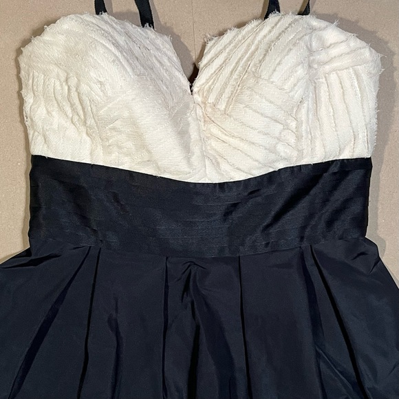 ✨NWoT✨🏷BCBGMAXAZRIA: Black/Cream Fit & Flare Tuxedo Cocktail🍸Dress - Picture 7 of 15